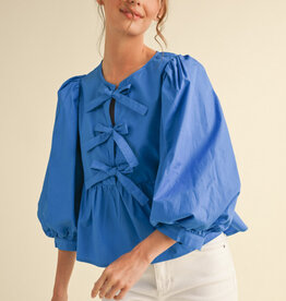 Cobalt Peplum Tie Top