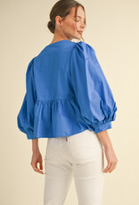 Cobalt Peplum Tie Top