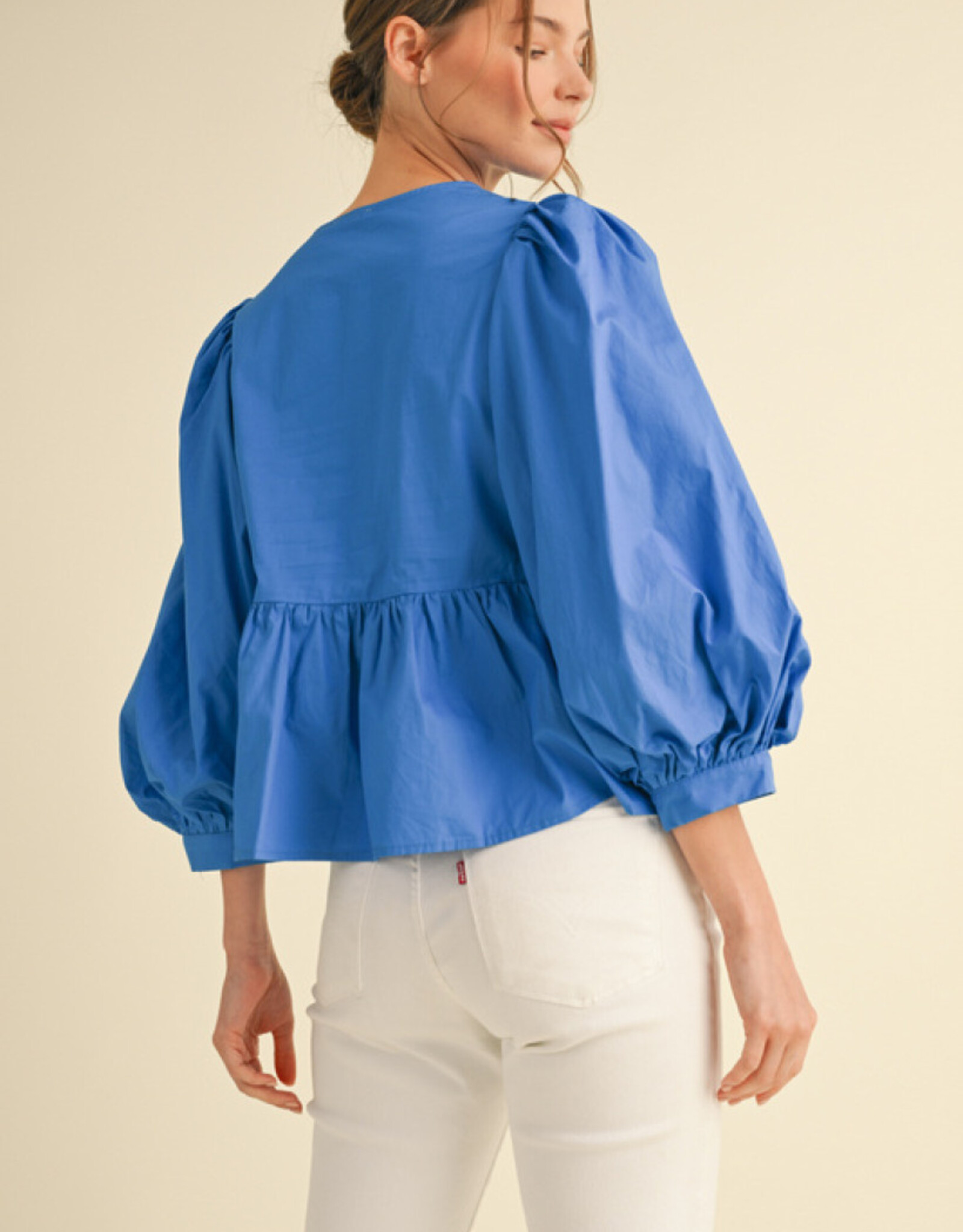 Cobalt Peplum Tie Top