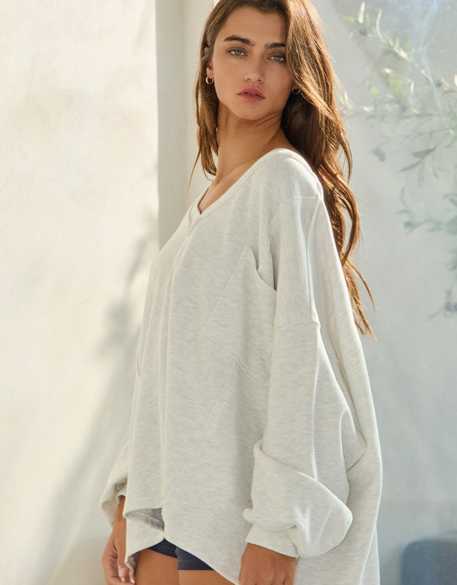 Grey Oversized French Terry Top