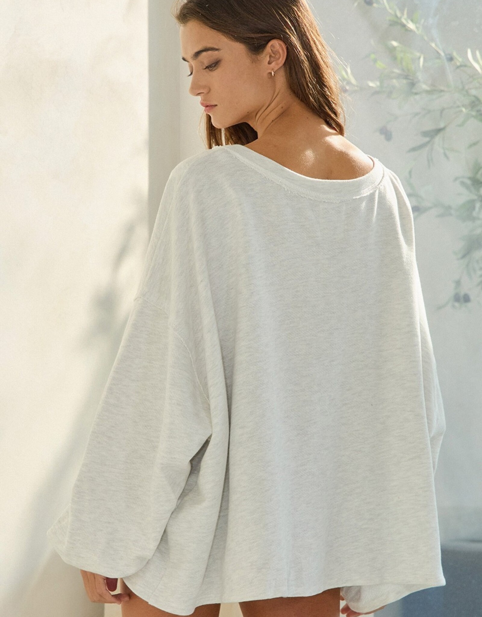 Grey Oversized French Terry Top