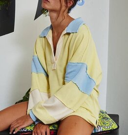 Yellow & Blue Collared Pullover