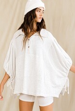 Grey Oversized Drawstring Pullover