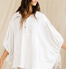 Grey Oversized Drawstring Pullover