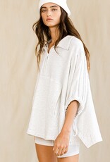 Grey Oversized Drawstring Pullover