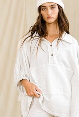 Grey Oversized Drawstring Pullover