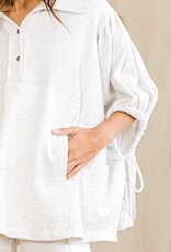 Grey Oversized Drawstring Pullover