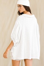 Grey Oversized Drawstring Pullover