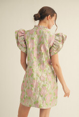 Pink Floral Jacquard Dress