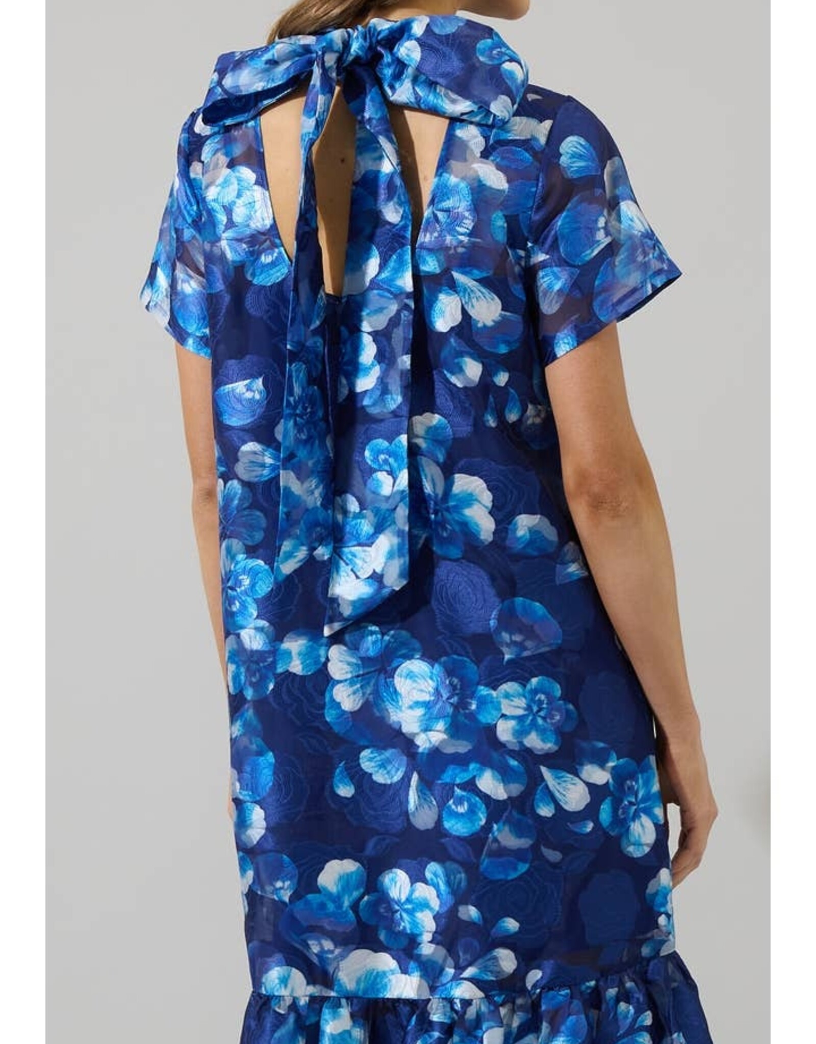 SugarLips Abay Floral Dime Organza Maxi Dress- Blue