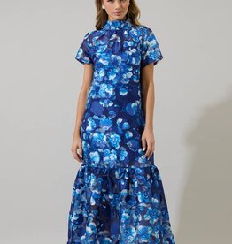 SugarLips Abay Floral Dime Organza Maxi Dress- Blue