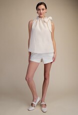White Sleeveless Bow Top