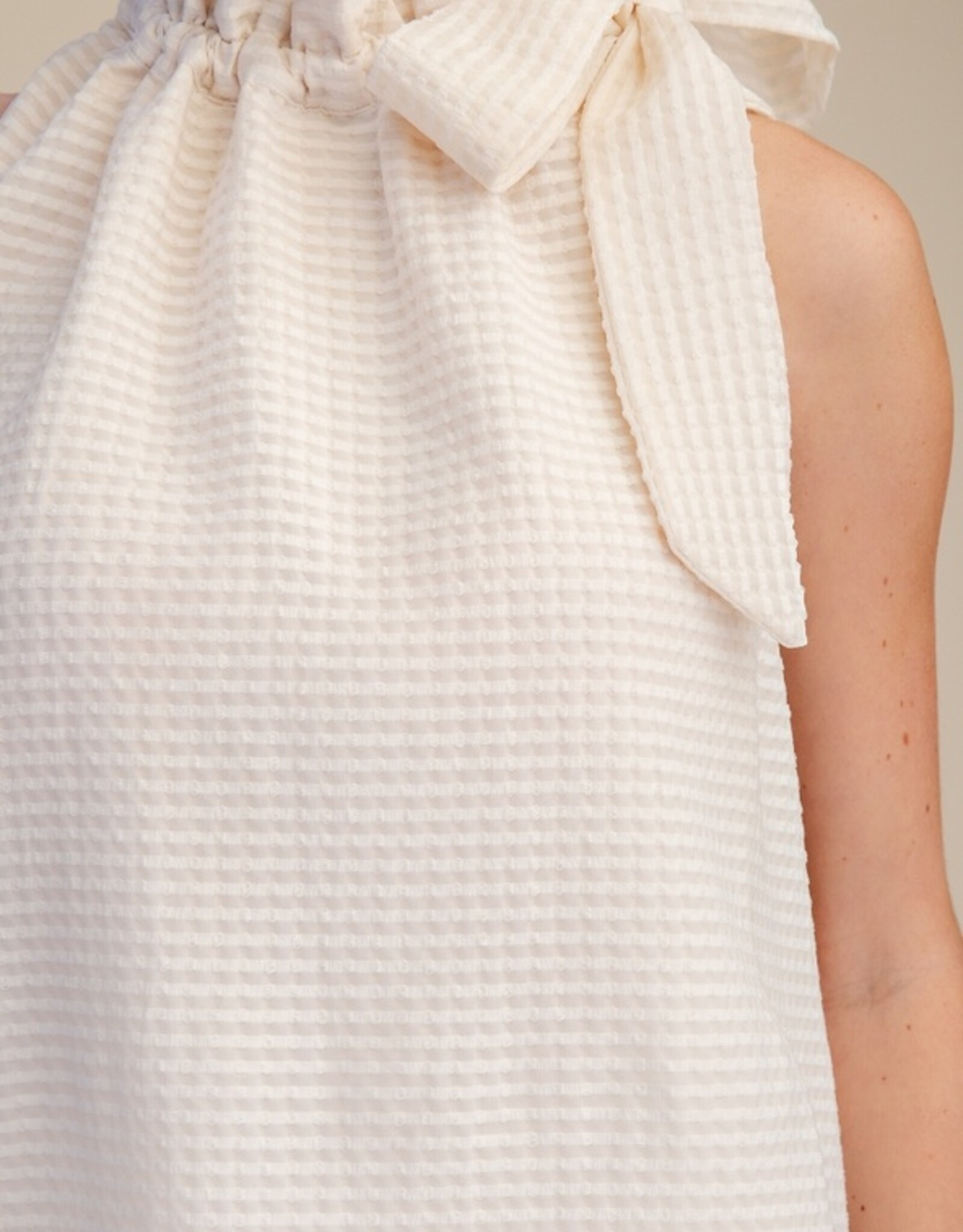 White Sleeveless Bow Top