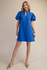 Blue Bubble Sleeve Dress