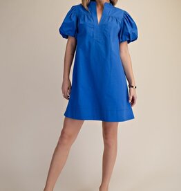 Blue Bubble Sleeve Dress