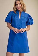 Blue Bubble Sleeve Dress