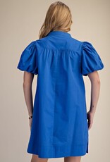 Blue Bubble Sleeve Dress