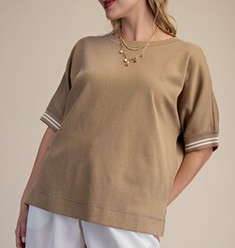Taupe Round Neck Top