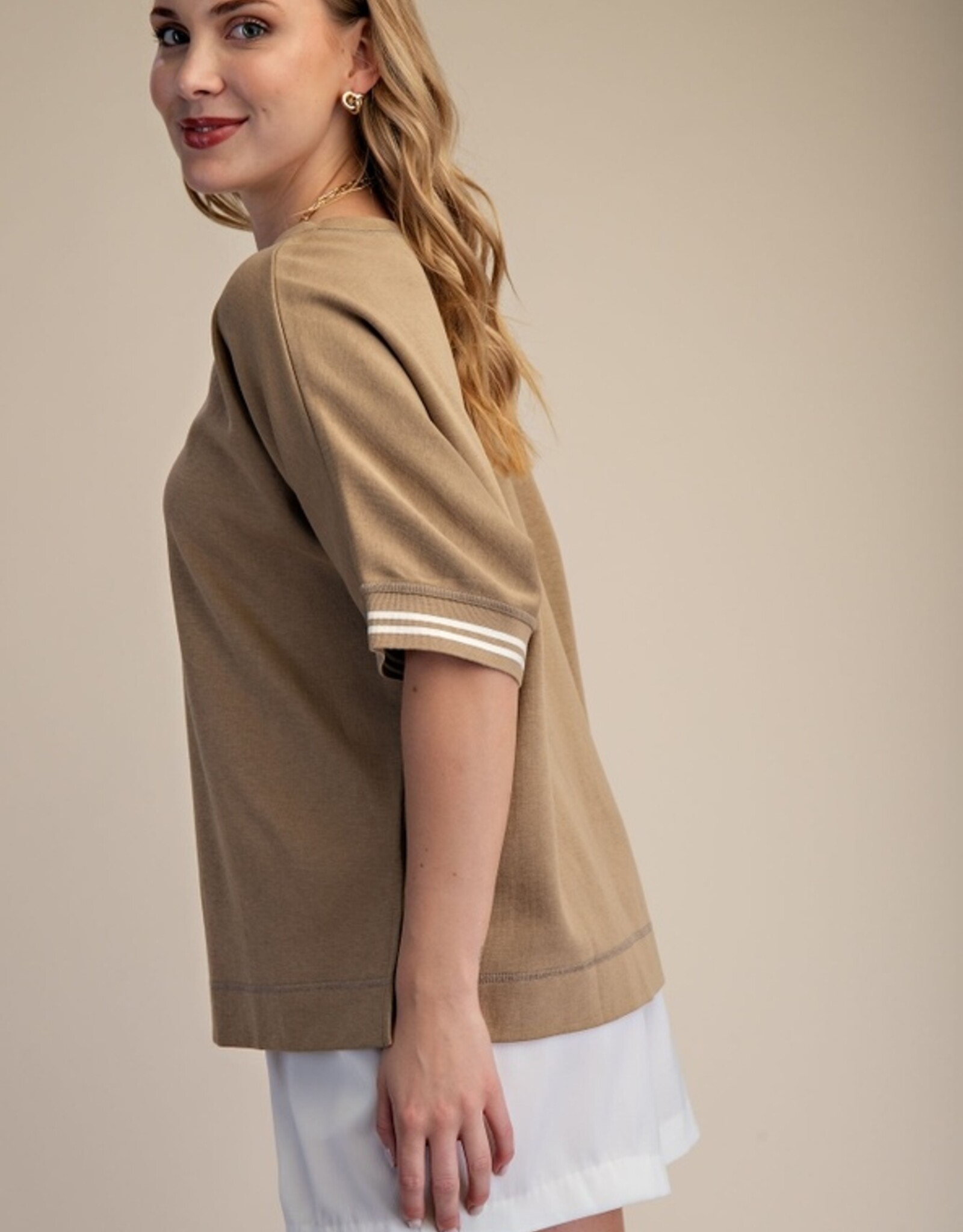 Taupe Round Neck Top