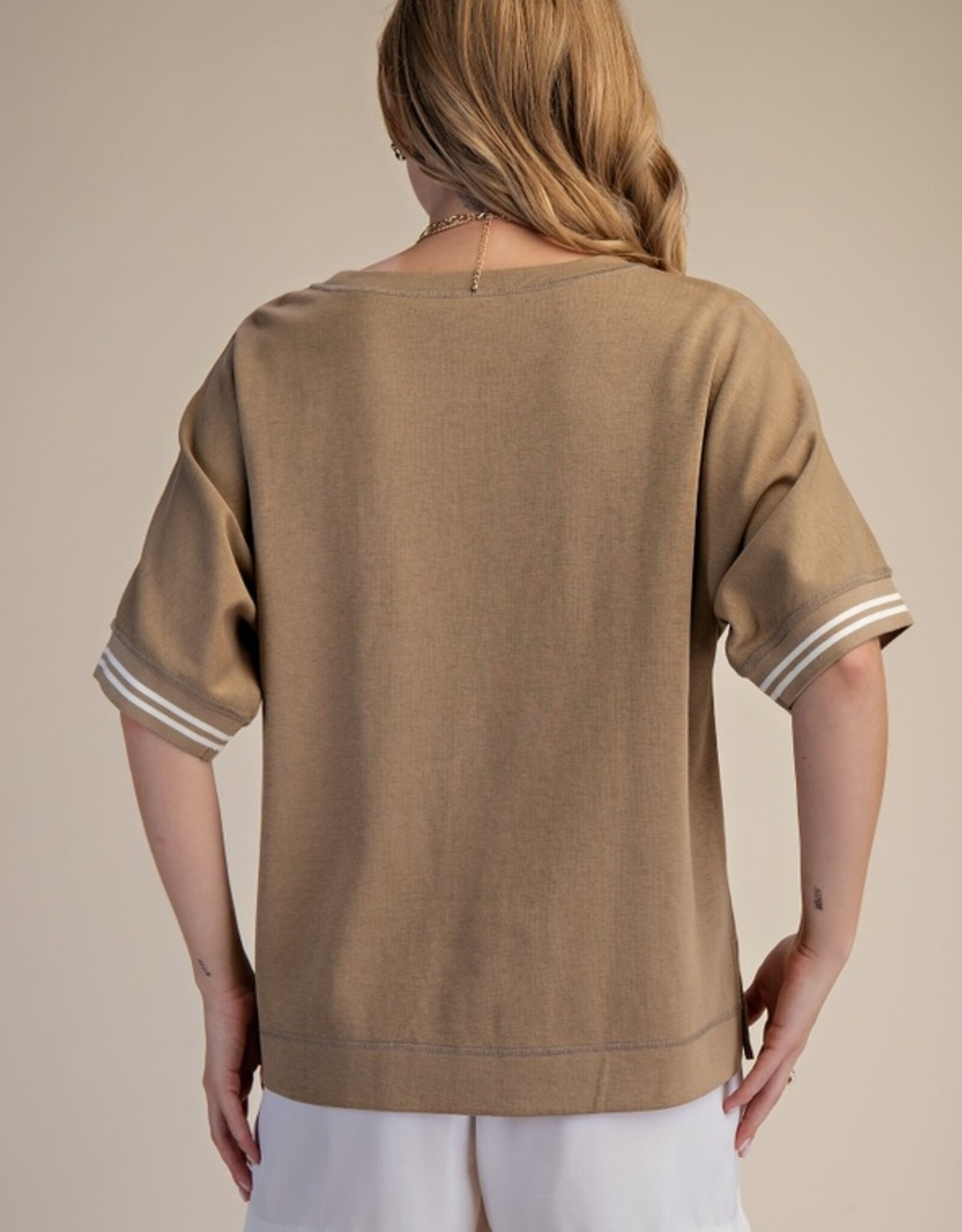 Taupe Round Neck Top