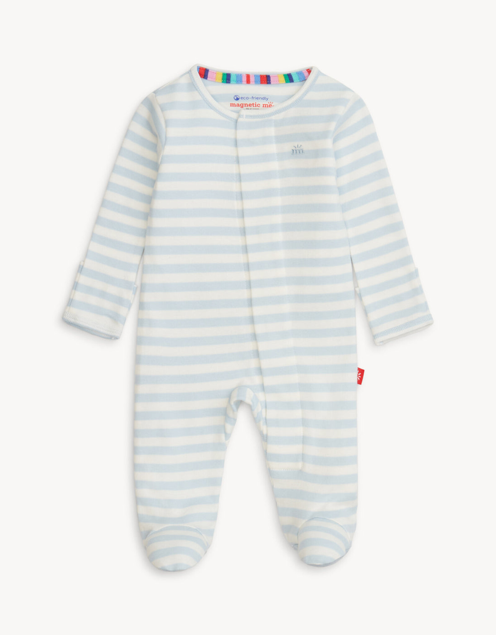 Magnetic  Me Blue Stripe Organic Cotton Footie