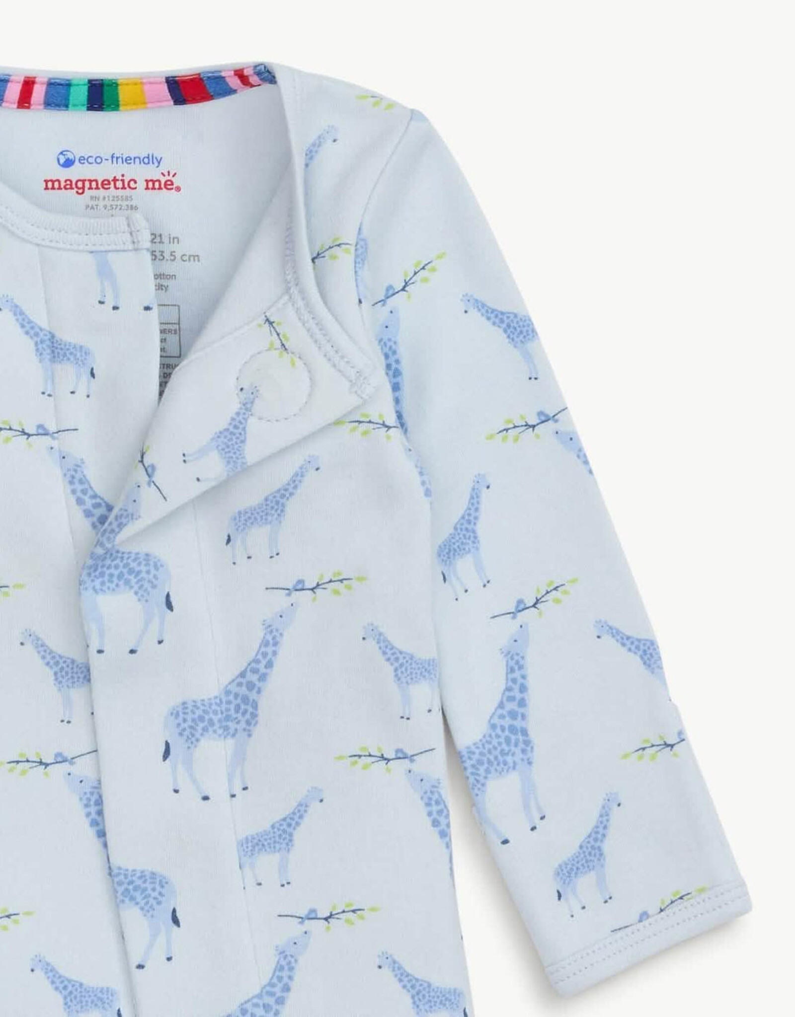 Magnetic  Me Blue Jolie Giraffe Organic Cotton Magnetic Footie