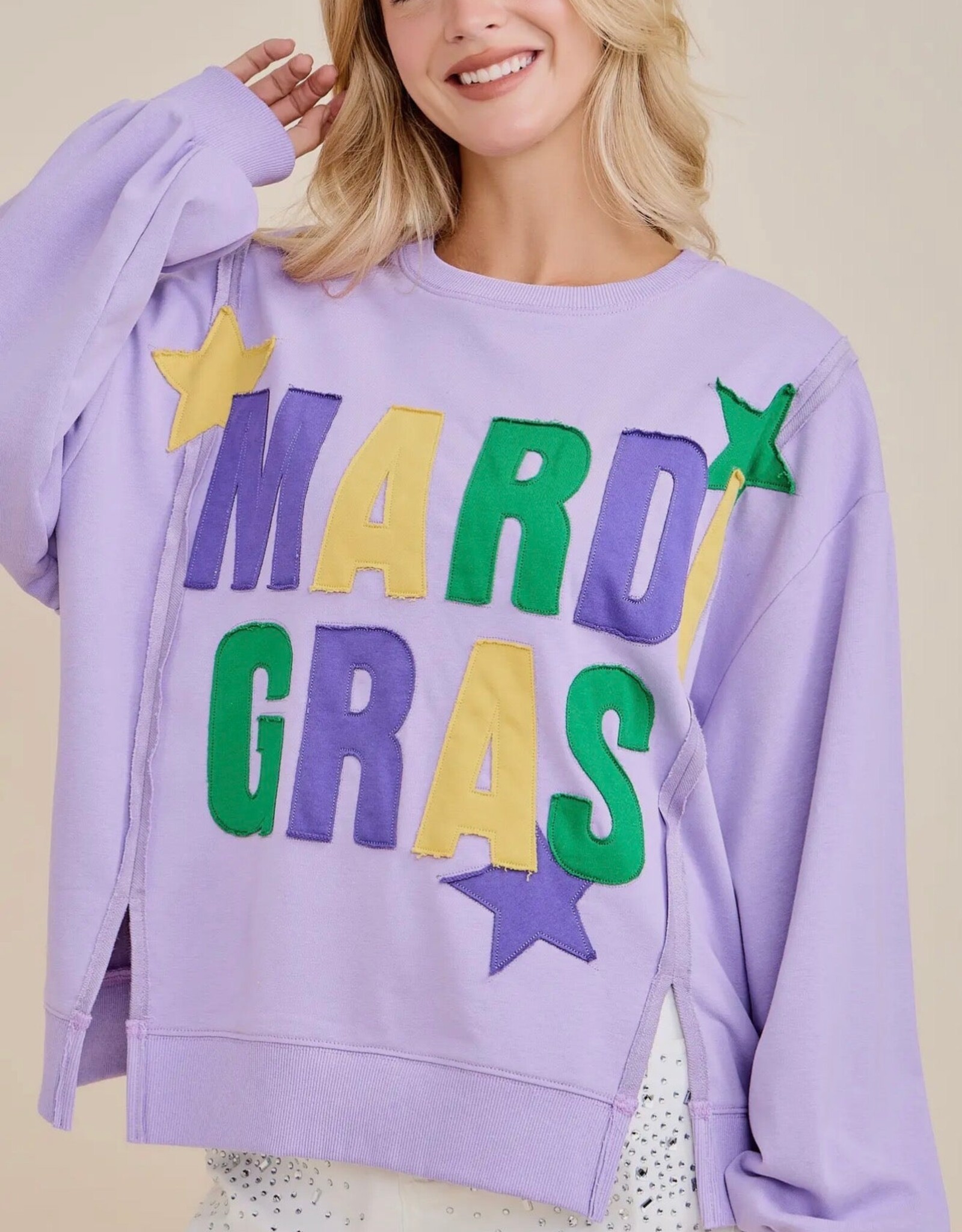 Mardi Gras Sweatshirt- Purple Applique