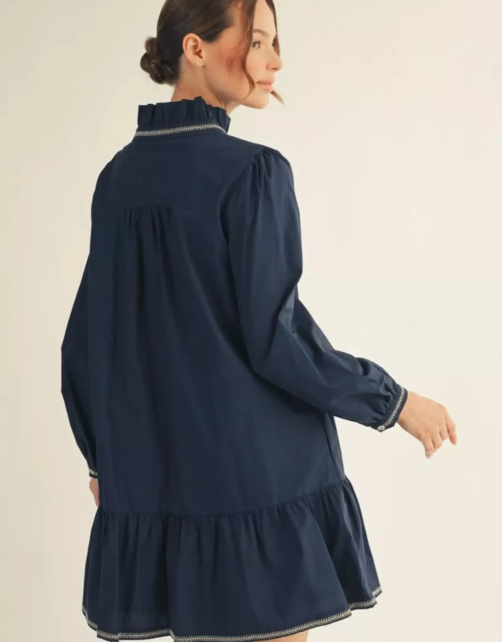 Navy Dress w/ Contrast Stitching