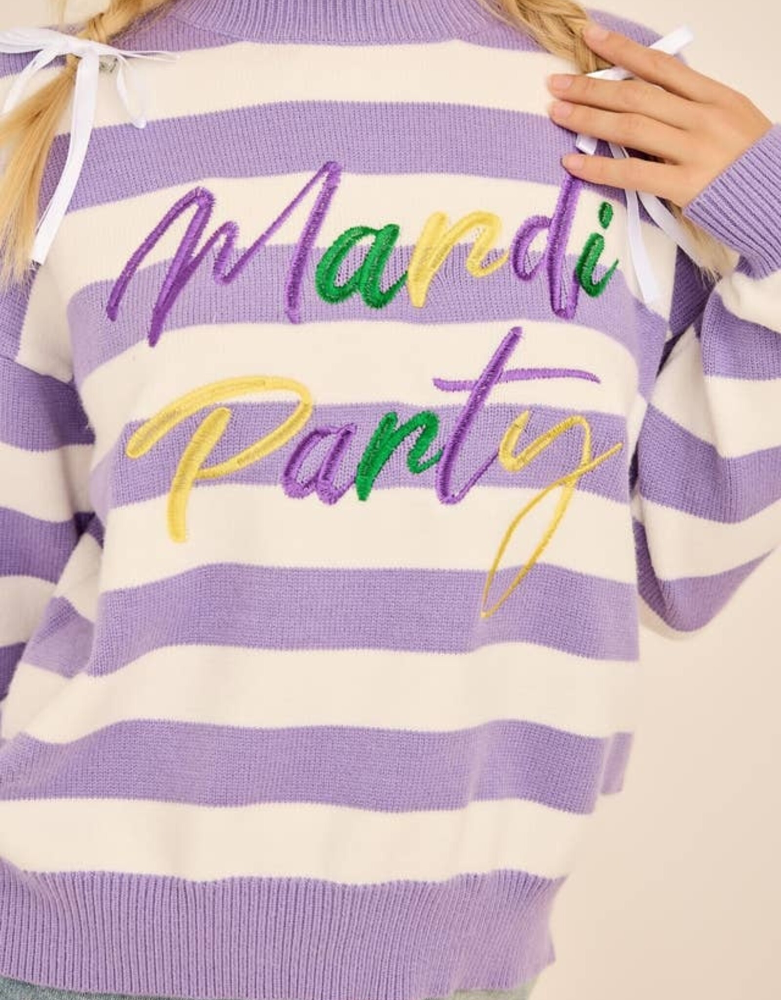 Mardi Party Striped Knit Sweater
