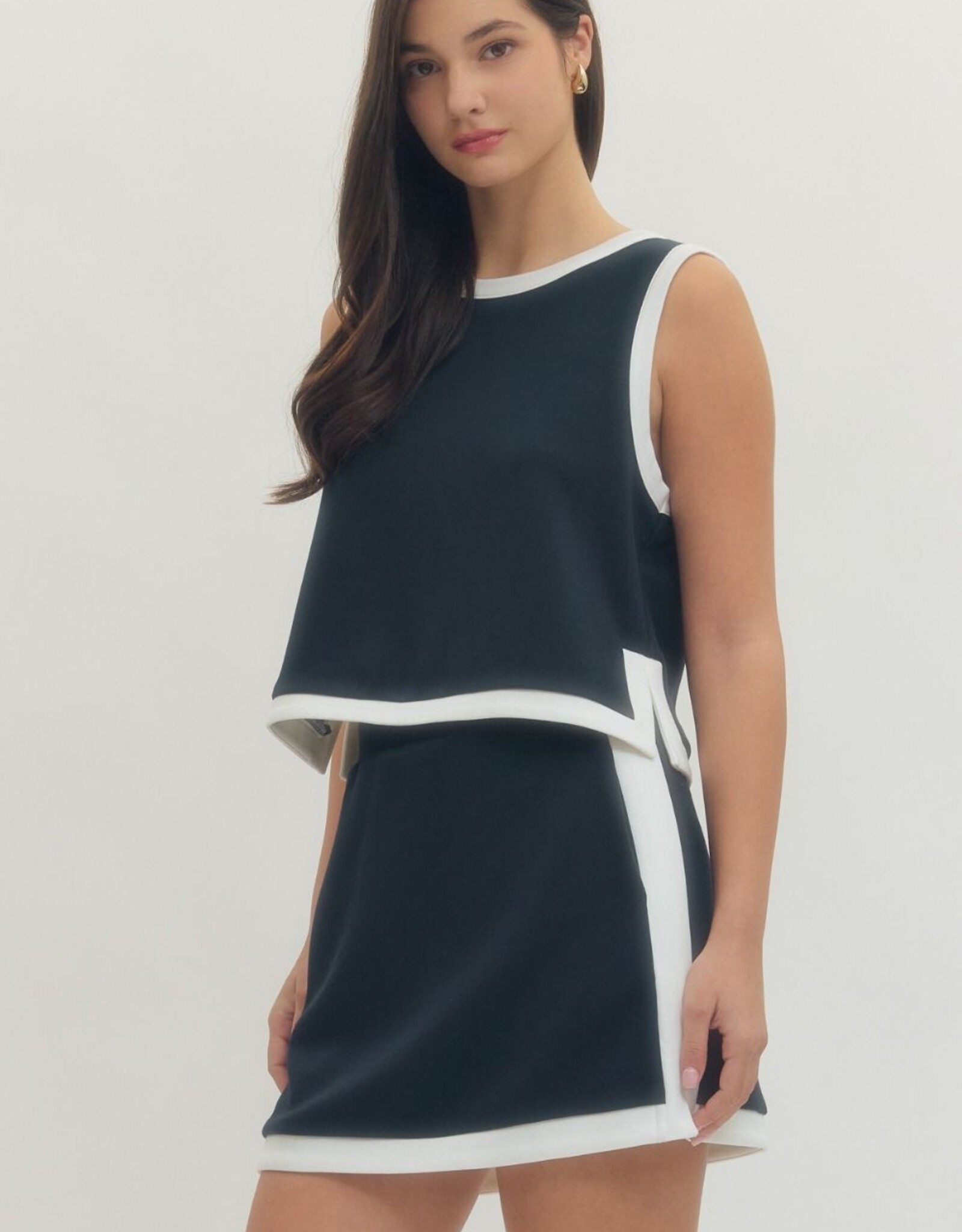 Navy Skirt Set w/ White Trim