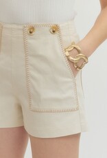 Ecru Stitched Pocket Shorts