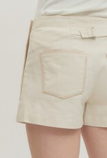 Ecru Stitched Pocket Shorts