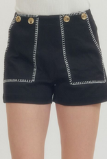 Black Stitched Pocket Shorts