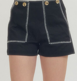 Black Stitched Pocket Shorts