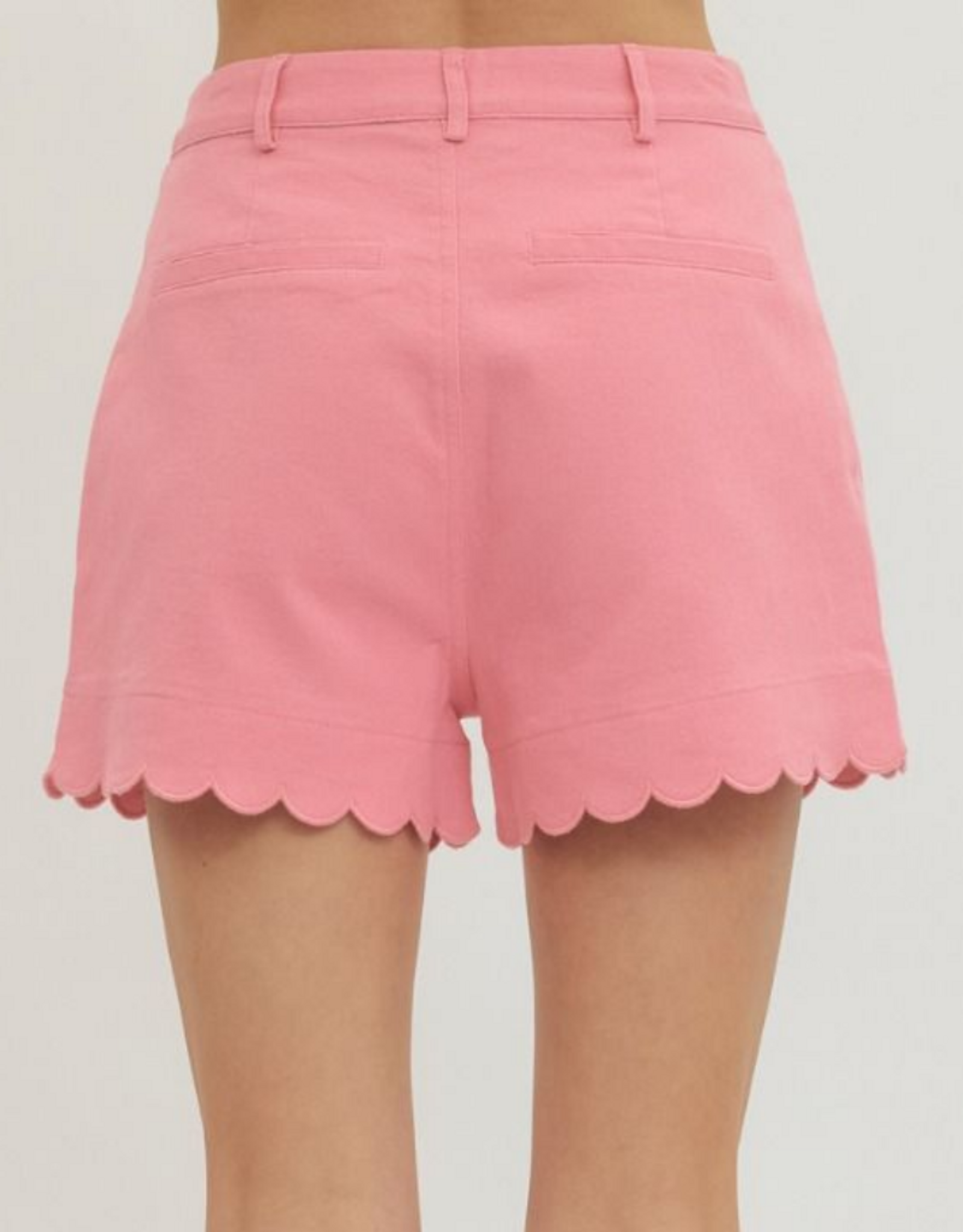 Pink Scallop Hem Shorts
