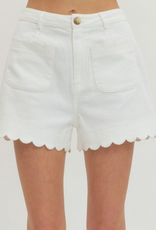 Off White Scallop Hem Shorts