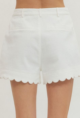 Off White Scallop Hem Shorts