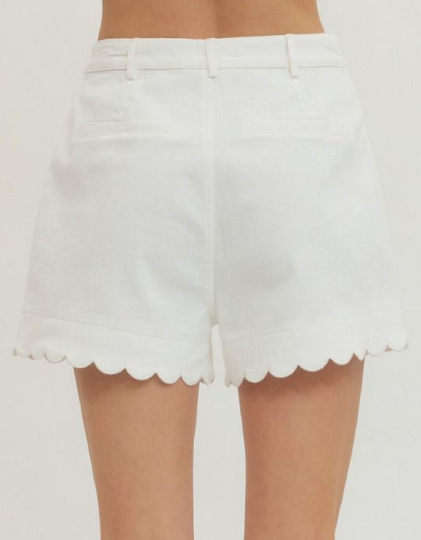 Off White Scallop Hem Shorts