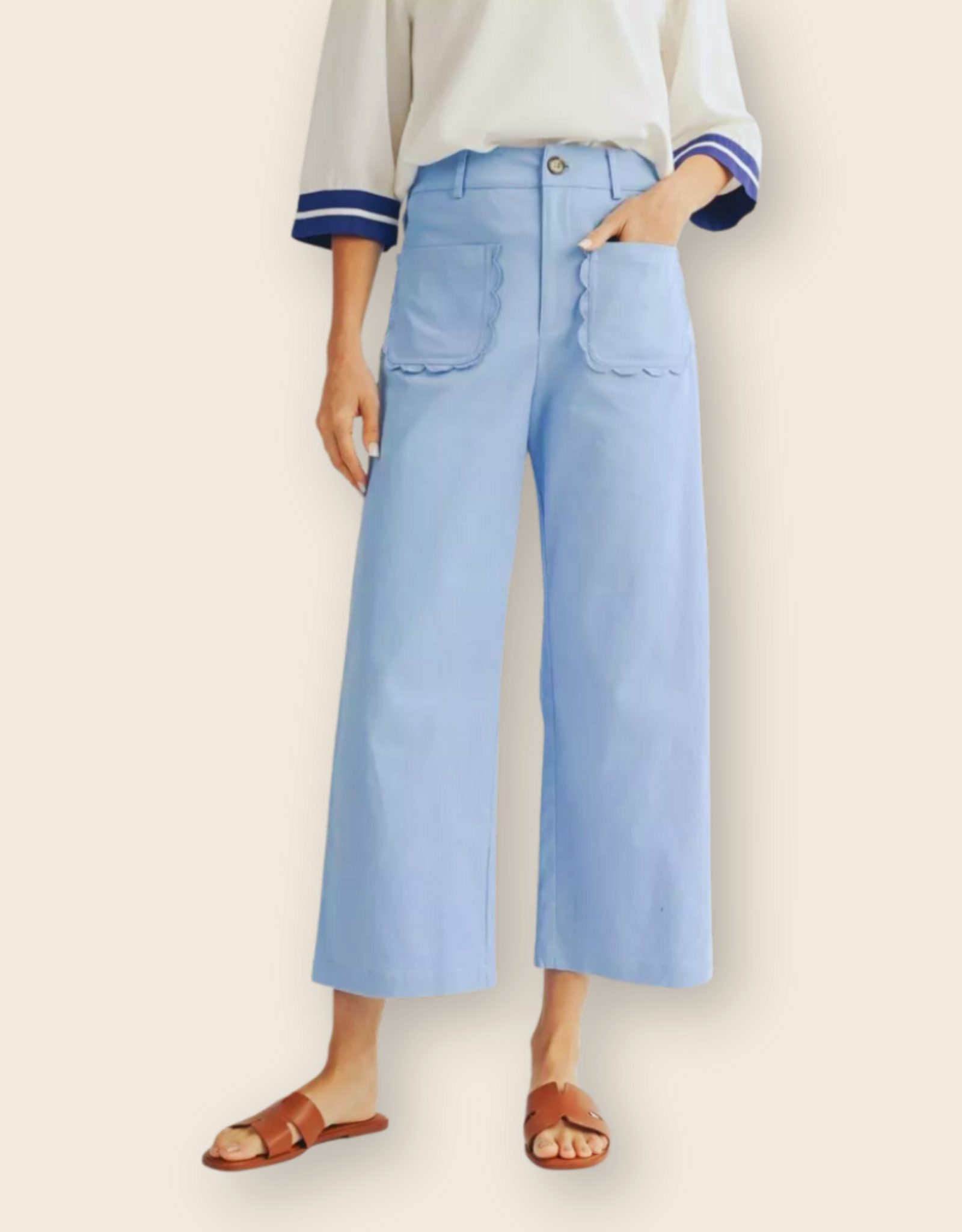 Blue Scallop Pocket Pant