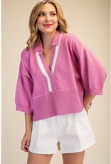 Drop Shoulder Collared Sweater