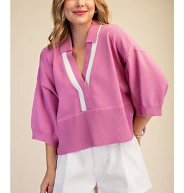 Drop Shoulder Collared Sweater