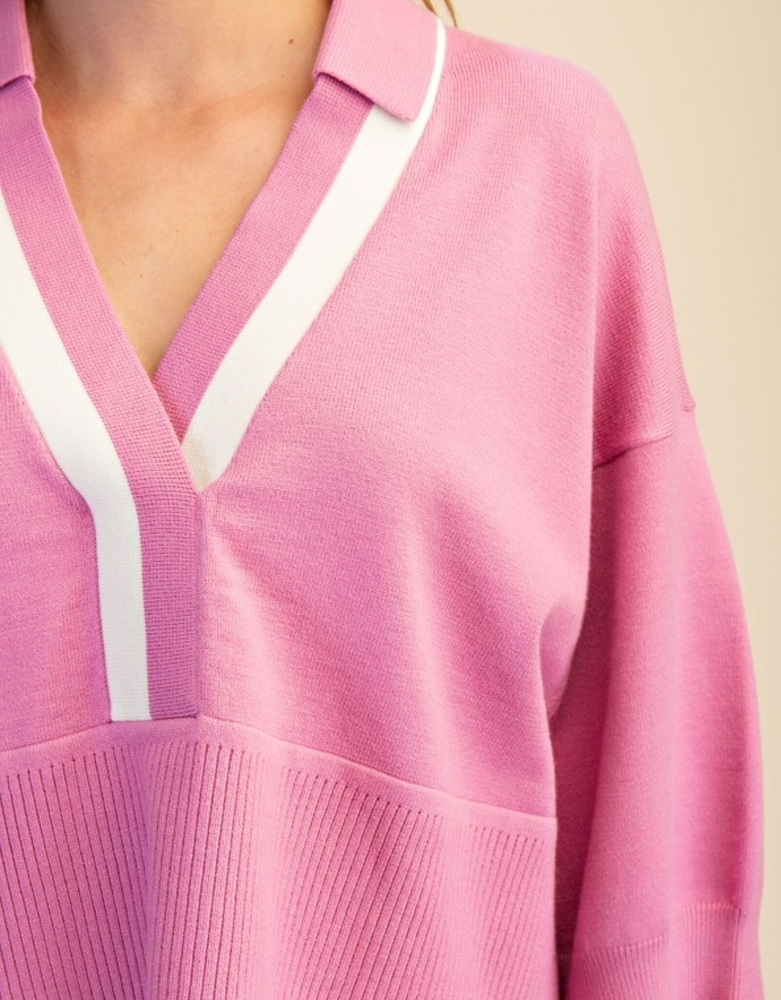 Drop Shoulder Collared Sweater