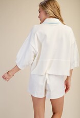 Drop Shoulder Collared Sweater