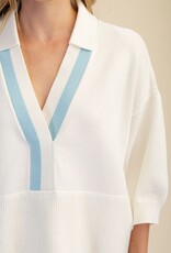 Drop Shoulder Collared Sweater