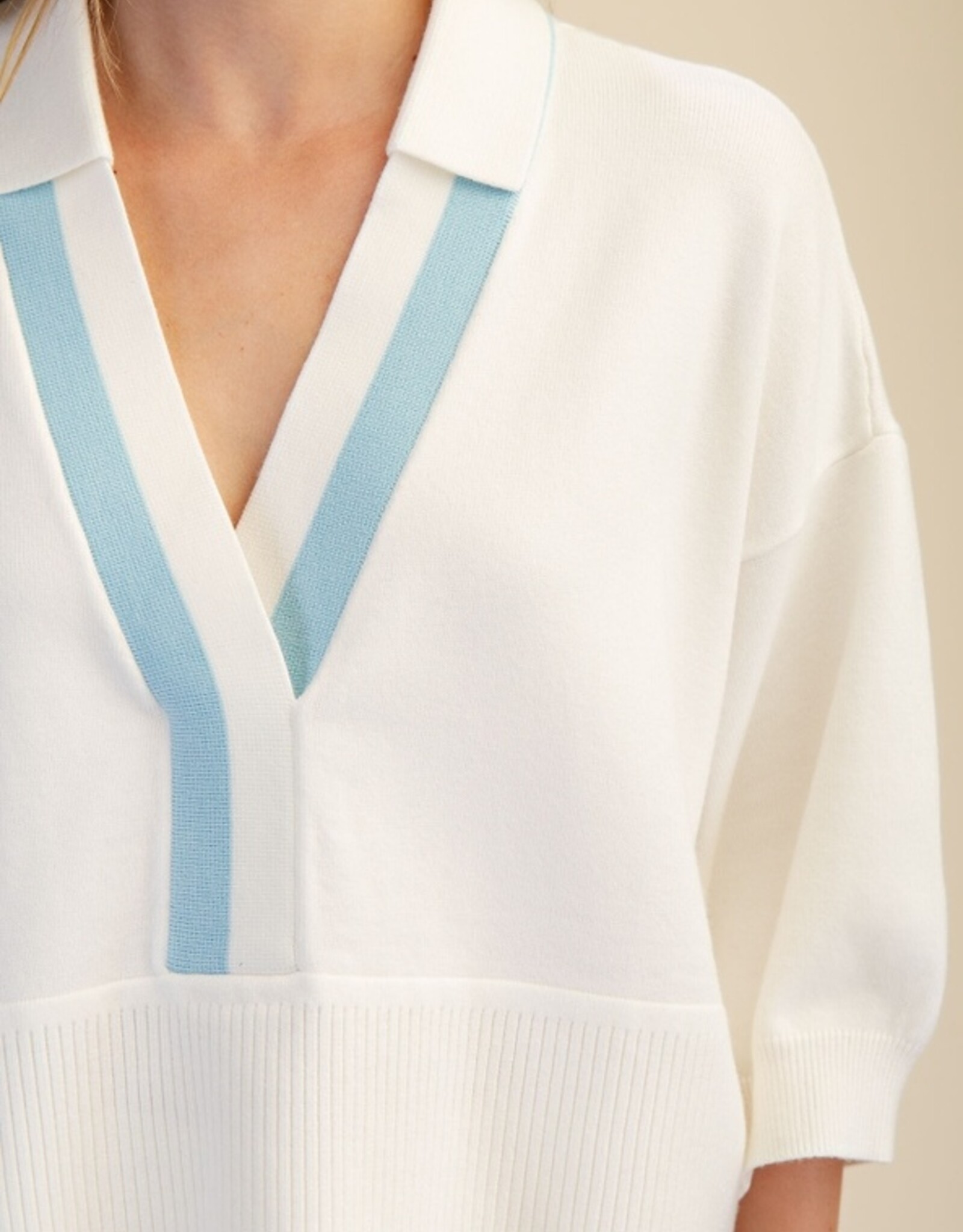 Drop Shoulder Collared Sweater