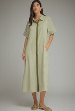 Hunter Green Striped Button Down Dress
