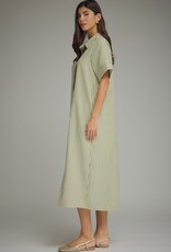 Hunter Green Striped Button Down Dress