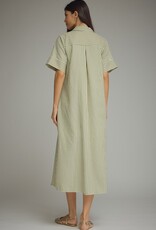 Hunter Green Striped Button Down Dress