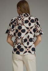 Black/Tan abstract Print Top