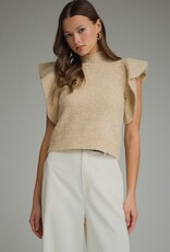 Oatmeal Mock Neck Sleeveless Sweater